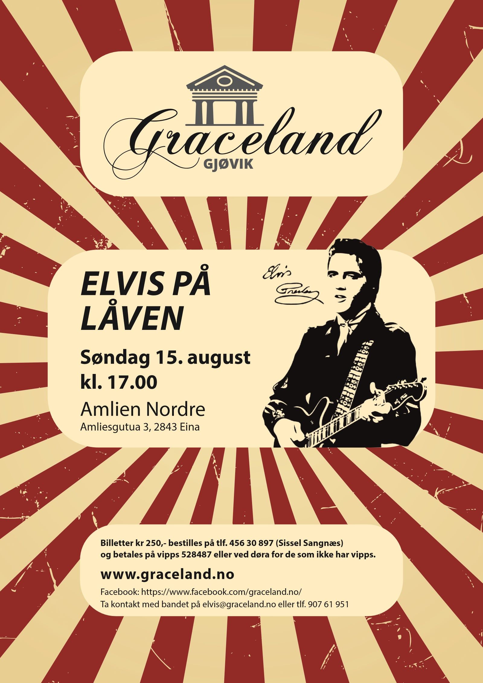 Plakat: Elvis på låven, Einadagene, Einadagene, Amlien Nordre, 15. aug. 2021
