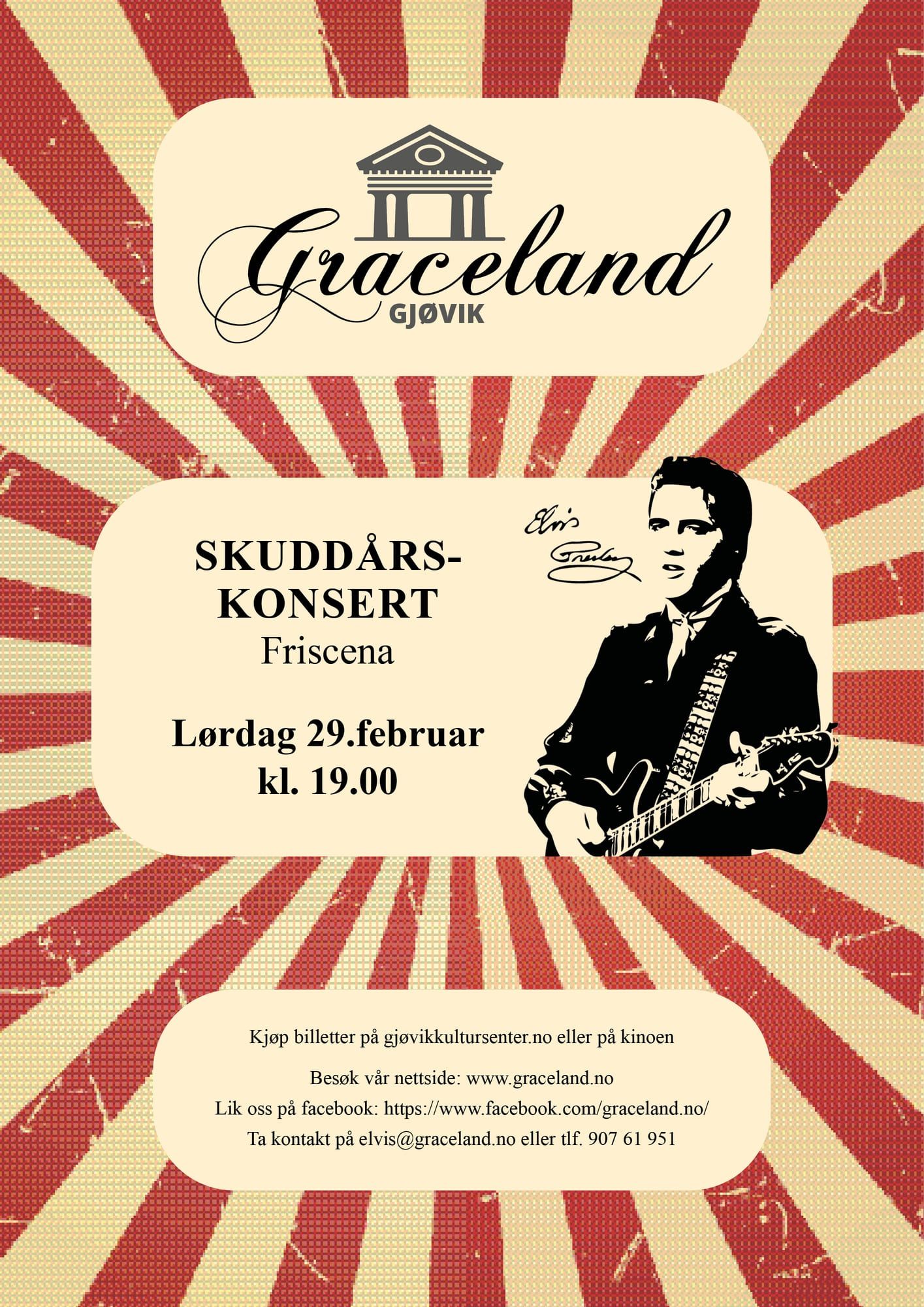 Plakat: Skuddårskonserten, Friscena, Gjøvik kino og scene, 29. feb. 2020